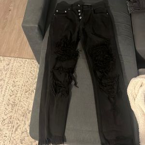 Carmar black straight leg ripped jeans